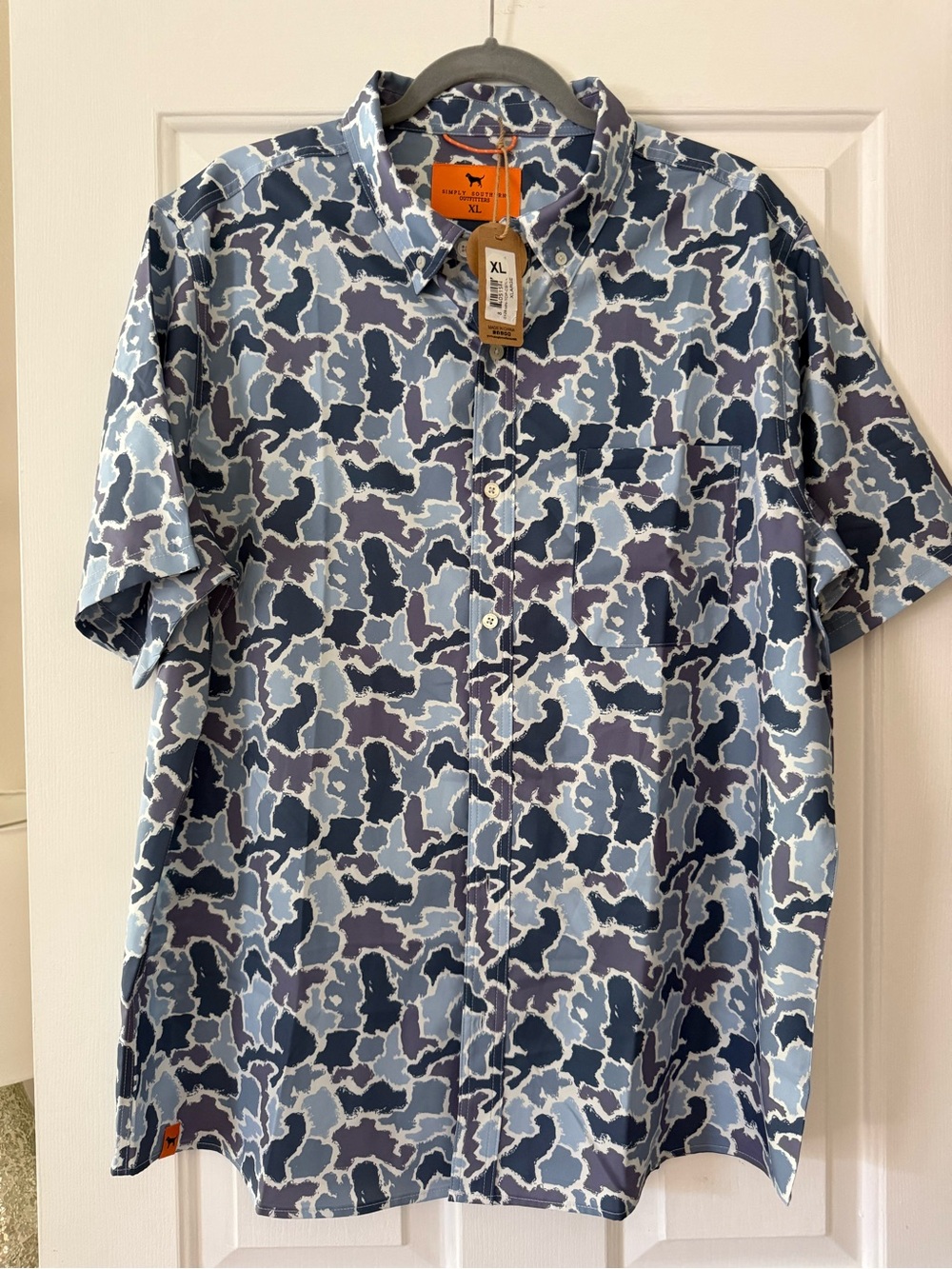 Simply Southern Blue Camo Short-Sleeve Button-Up Shirt